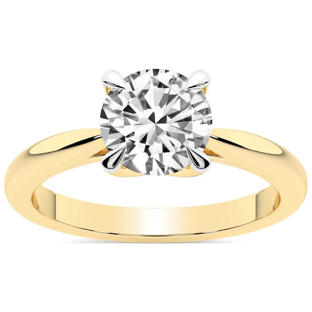 Bague de Fiançailles en Diamant de Laboratoire Rond de 4 Carats Certifié IGI / Or Jaune 14K / Bague en Diamant Azalea Classic Solitaire / Qualité FG-VS1-VS2 Friendly Diamonds
