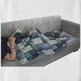 thumbnail image 6 of Colorful Soft Flannel Fleece Throw Blanket, Denim Motif Background with Several Sewing Simplistic Abstract Design, Cozy Plush for Indoor and Outdoor Use, 60" x 80", Blue and Baby Blue, by Ambesonne, 6 of 6