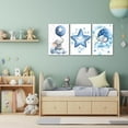 thumbnail image 4 of Nursery Wall Art Baby Boy Wall Decor Blue Elephant Moon and Stars Painting Prints Cute Animal Canvas Poster for Kids Room Decor d(Baby-2,12L x 16W x 3Pcs), 4 of 7