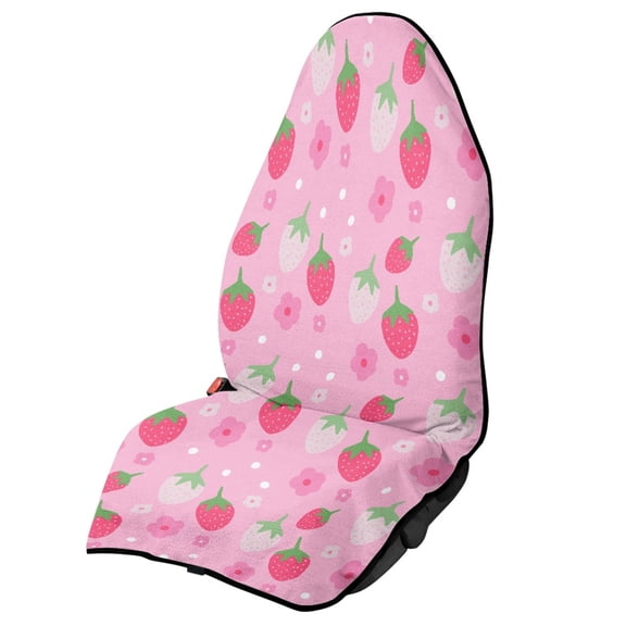 POLERO Car Seat Towel Cover Washable Microfiber, Compatible with Van Truck Seat, for SUVs Trucks Cars, Pink Strawberry Print