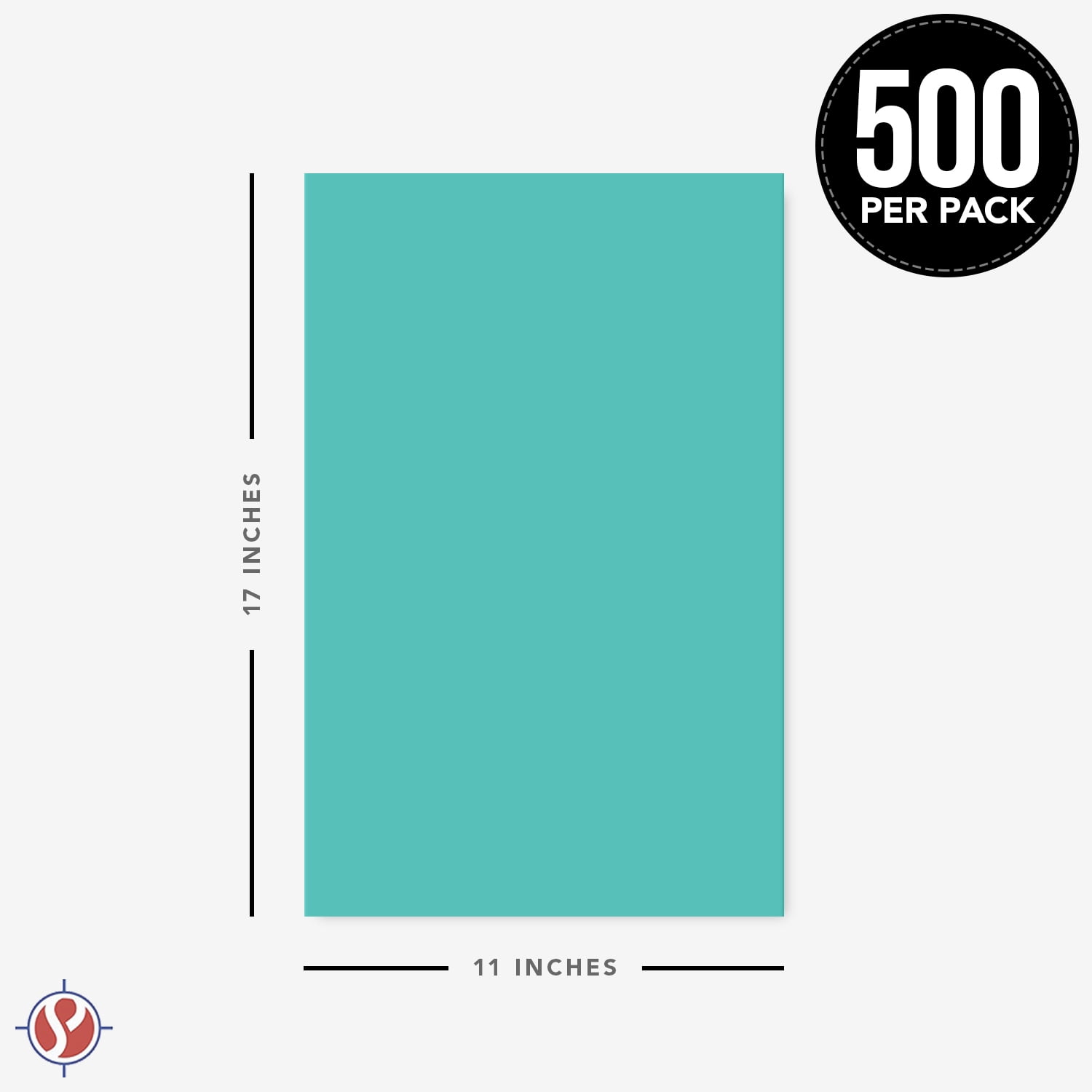 Bright Color Paper Regular 24lb - 1 Ream of 500 Papers Per Pack (11 x 17, Sea Blue)