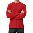 thumbnail image 4 of Goodtrade8 Fall Tops for Men Plus Size Athletic Sun Protection Thin Red Long Sleeve Solid Color Crew Neck Shirts for Men Plus Size, 4 of 9
