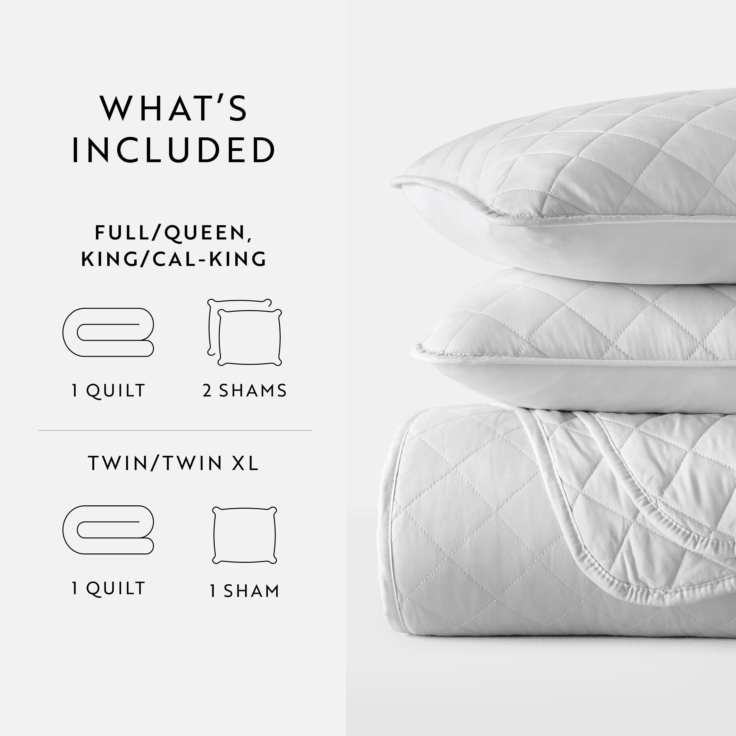 Noble Linens 3-Piece Light Gray Diamond Quilt Set, Twin / Twin XL