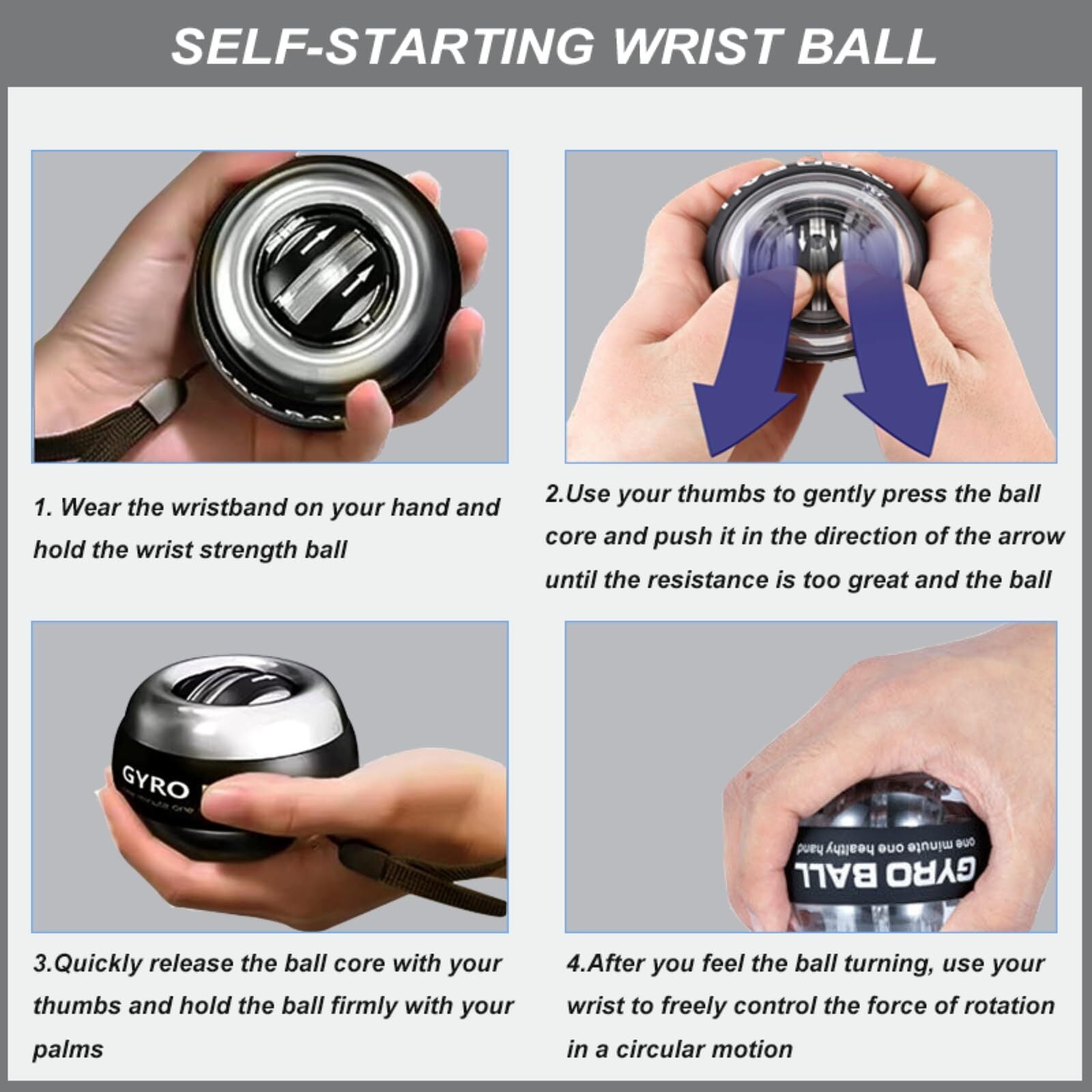 Metal Torque Ball Hand Exerciser - Gyro Wrist Trainer with LED Counter & Color-Changing Light, Grip Strength Tool