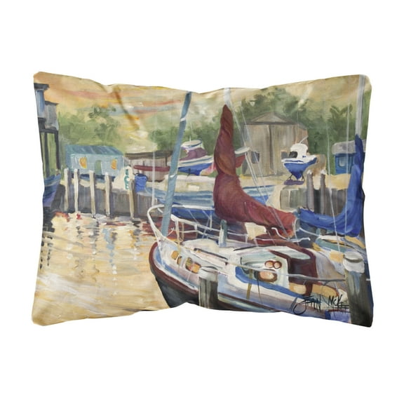 Carolines Treasures JMK1083PW1216  Sunset Bay Sailboat Canvas Fabric Decorative Pillow  12H x16W multicolor