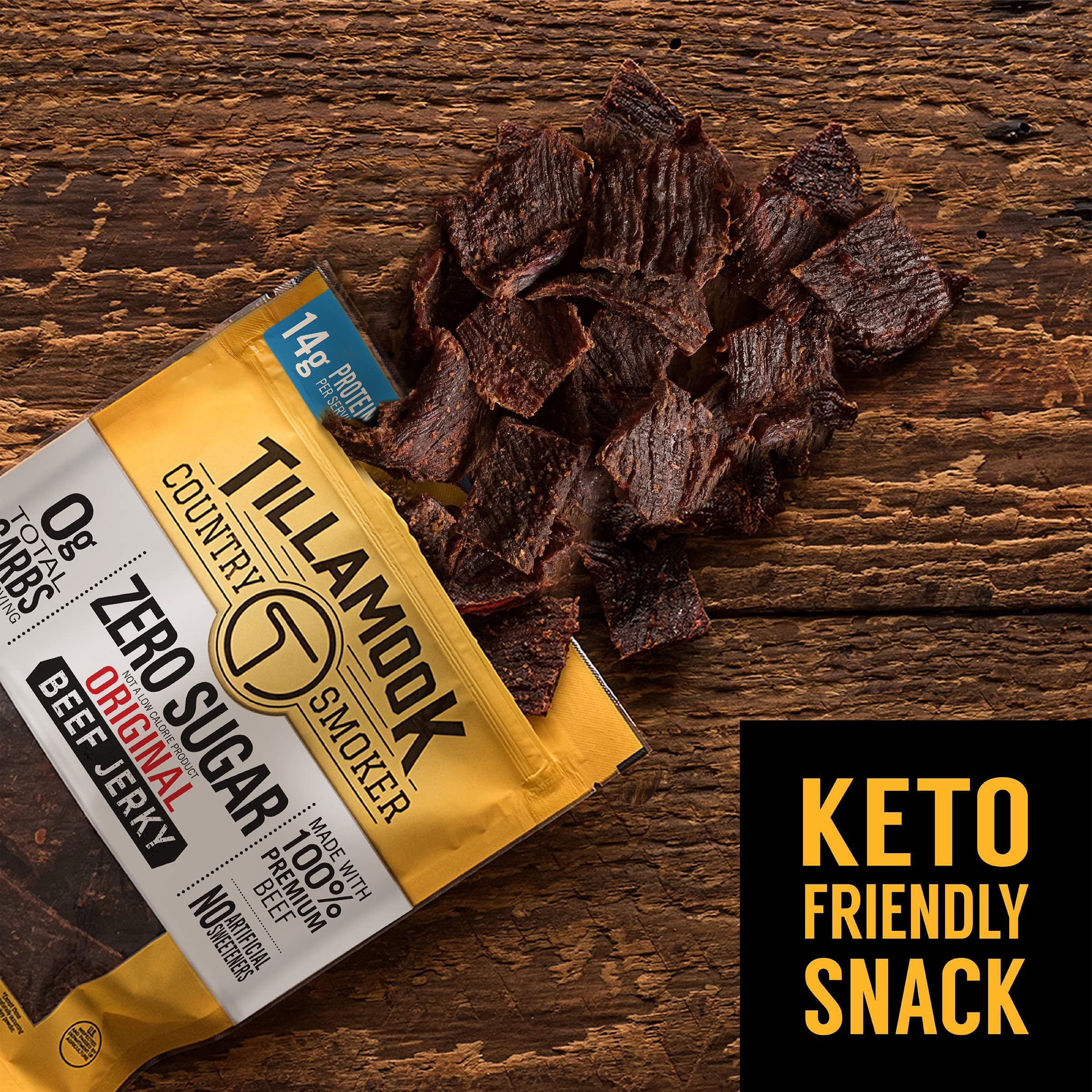 Tillamook Country Smoker Zero Sugar Original Beef Jerky (Pack of 4)