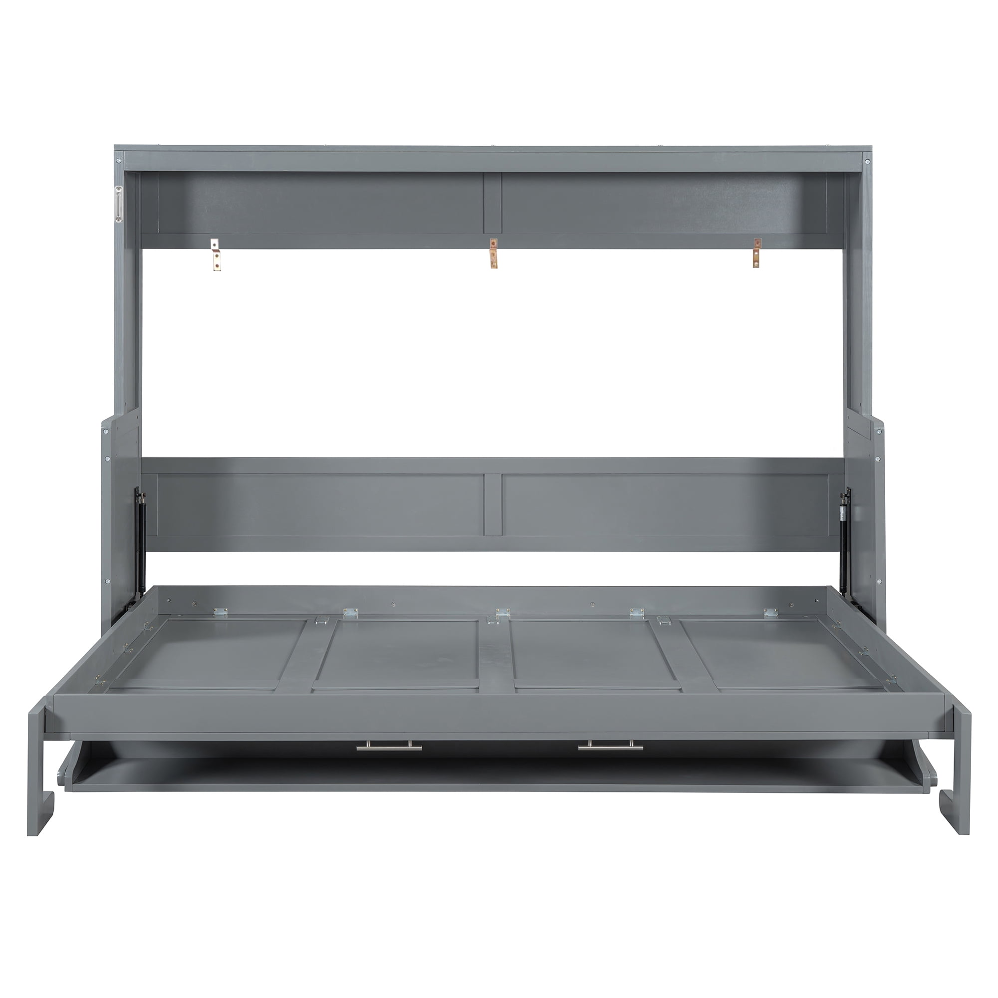 Mintazer Queen Wall Murphy Bed with Desk & Hydraulic Lift, Multifunctional Foldable Desk Bed for Small Spaces Apartments, Gray