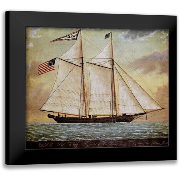 American School 14x12 Black Modern Framed Museum Art Print Titled - The Schooner Whig
