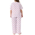 thumbnail image 3 of Agnes Orinda Women's Plus Size 2 Piece Pajama Sets Cherry Print Round Neck Short Sleeve Top ang Long Pant Elastic Waist Lounge Home Sleepwear with Pocket 1X White, 3 of 6