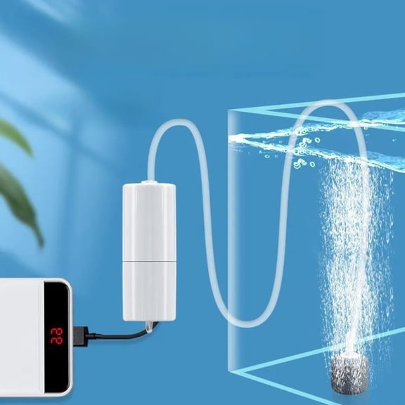 Portable Fish Tank Oxygen Pump, Aquarium Air Pump With Double Tubes And Stones, White Small Air Volume For Fish Keeping, Aquatic Supplies, Home Fish Tanks, Small Aquariums