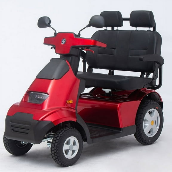 Afikim S4 DUO Electric Mobility Scooter with USB Ports and Storage, Red, 550 lb Limit