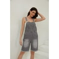 thumbnail image 2 of utcoco Women's Casual Distressed Denim Shorts Overalls Gray-M, 2 of 4
