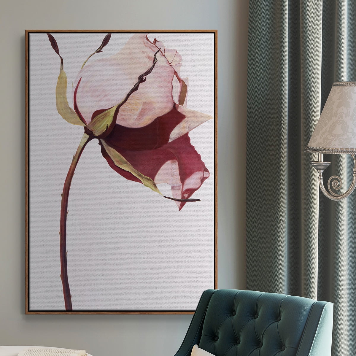 Love Is A Rose I Framed Premium Gallery Wrapped Canvas - Ready to Hang - 17 x 25 - Walnut Floating Frame