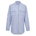 thumbnail image 4 of RQYYD Women's Striped Button Down Shirts Casual Long Sleeve Stylish V Neck Blouses Tops Casual Office Clothes with Pockets, 4 of 9