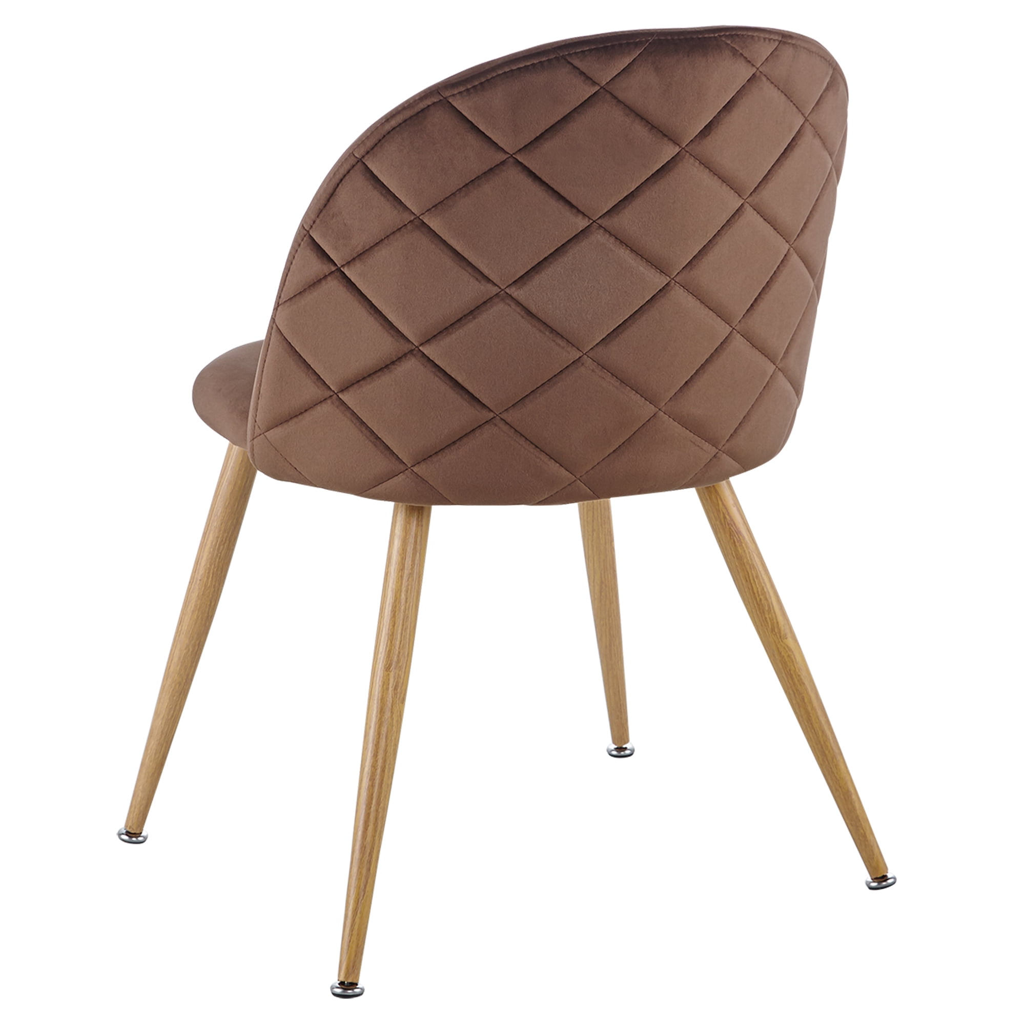 Kepooman Set of 2 Velvet Upholstered Dining Chairs with Backrest, Brown Kepooman Set of 2 Velvet Upholstered Dining Chairs with Backrest, Brown