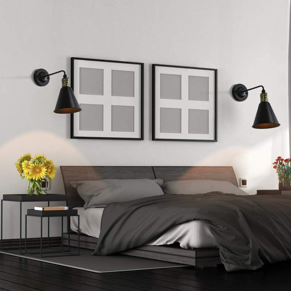 NEX Industrial Indoor Wall Sconces, Hardwired Lighting with Black Chrome Metal