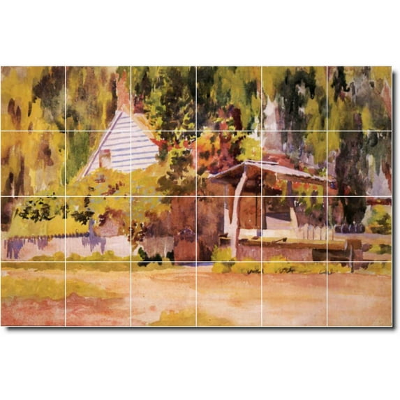 Ceramic Tile Mural-Thomas Anschutz Country Painting 338. 36" w x 24" h using (24) 6 x 6 ceramic tiles