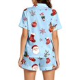 thumbnail image 3 of FASHOFT Christmas Pajamas for Women Set Xmas Button Down Pjs Set Holiday V Neck Sleepwear Santa Short Sleeve Loungewear Set S, 3 of 5