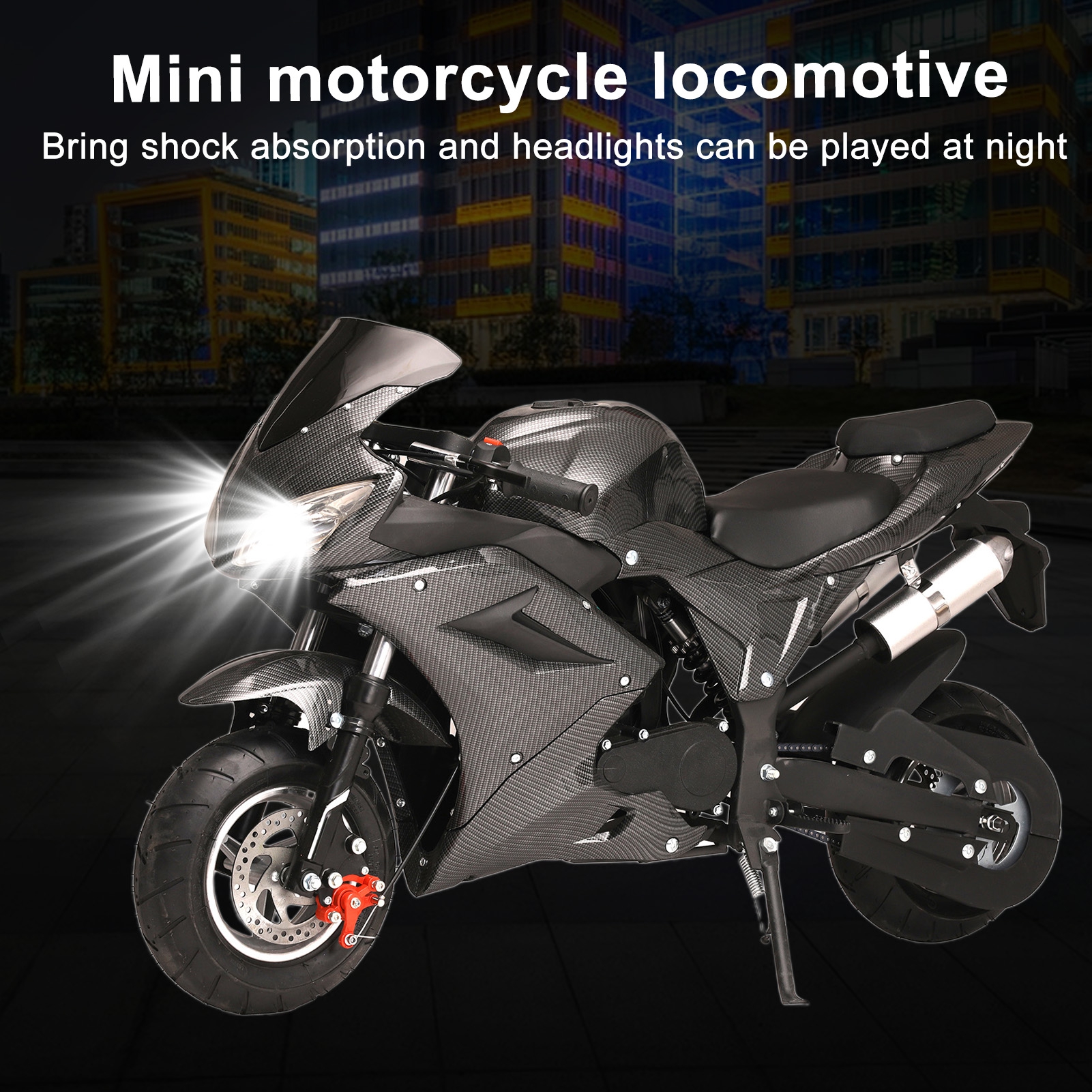 AurumEdge 49cc Dirt Bike, Gas Powered, 4-Stroke Pocket Bike Mini Motorcycle