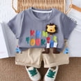 thumbnail image 4 of NIEWTR Toddler Boy Girl Short Sleeve T-Shirt and Elastic Waistband Elastic Shorts Outfit Set 2Pcs Cotton Outfits Summer Pjs 5t 6t Children's Day Gift 2PCS Set ,12-18 Months, 4 of 5