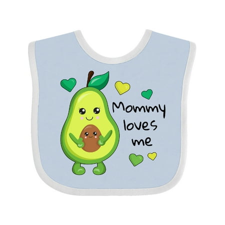 

Inktastic Mommy Loves Me with Avocado Baby and Green Hearts Boys or Girls Baby Bib