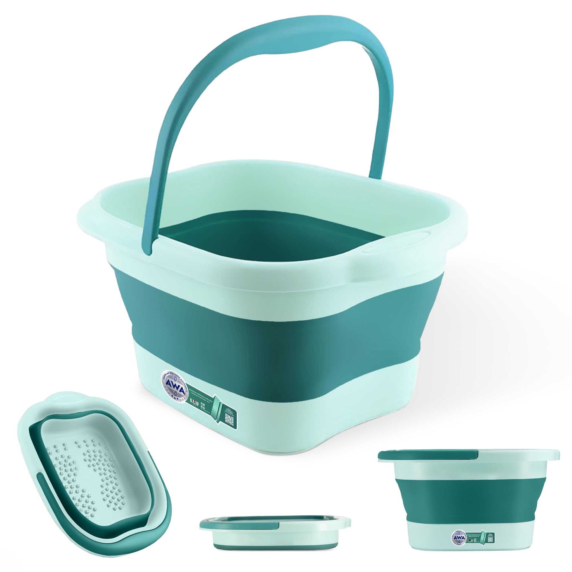 American Wellness Authority Foot Soaking Tub, Collapsible Foot Bath Soak Tub for Soaking Feet, Pedicure Bowl, Plastic Feet Soaking Tub with Acupressure Massage Points, FSA Eligible Items Only List