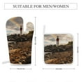 thumbnail image 2 of Ocean Lighthouse Oven Mitts And Pot Holders Sets of 4 Oven Gloves Set Potholders for Kitchen Cooking Baking Grilling Anti Scald Hot Pads And Heat Resistant, 2 of 6