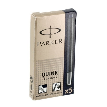- Parker Pen Company Quink Refill Cartridge for Permanent Ink Fountain Pens, Blue/Black Ink, 5/Pack