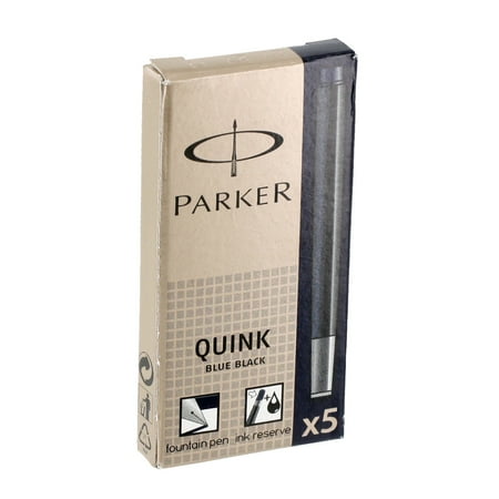 Parker Pen Company  Quink Refill Cartridge for Permanent Ink Fountain Pens, Blue/Black Ink,