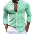 thumbnail image 1 of RXIRUCGD Cardigan à Boutons Imprimé Décontracté pour Homme, Manches Longues, Col Montant, Chemisier Chemise Hauts, Vert, Taille : 3TG, 1 of 5