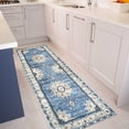 thumbnail image 4 of Oriental Floral Medallion Area Rug - 2x6 Hallway Runner Rug Blue Turkish Bedroom Throw Rug Faux Wool Non-Slip Machine Washable Low-Pile Carpet for Kitchen Laundry Living Bathroom, 4 of 8
