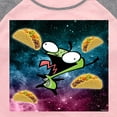 thumbnail image 3 of Invader ZIM - GIR Loves Tacos in Space - Toddler And Youth Girls Raglan Graphic T-Shirt, 3 of 4