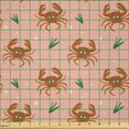 thumbnail image 2 of Ambesonne Modern Boho Fabric by the Yard Microfiber, One Eyed Crabs Design, 1 Yard, Blush Burnt Orange and Green, 2 of 2