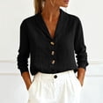 thumbnail image 2 of GUACER Long Sleeve Blouses for Women Casual Cotton Linen Button Down V Neck Loose Elegant Business Clothes, 2 of 8