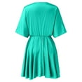 thumbnail image 7 of Bigersell Western Dress for Women Summer Fashion Solid Short Sleeve V-neck Pullover Dress Casual Dress Women's Plus Faux-Wrap Dresses, Style 3232, Green L, 7 of 7
