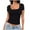 Black, variant on Timegard Ribbed Tops for Women Square Neck Short Sleeve Slim Tee Casual Going out Comfy Tops Solid Color