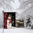 thumbnail image 2 of Winter Christmas Garden Flag Snowman Buffalo Plaid Welcome Flags Double Sided 12.5 x 18 Inch Burlap Vertical Snowflake Outdoor Yard Decorations, 2 of 5