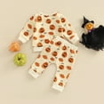 thumbnail image 6 of Baby Boy Girl Halloween Outfits Long Sleeve Shirts Pumpkin Sweatshirt Tops and Pants Set Toddler Infant Fall Winter Clothes, 6 of 7