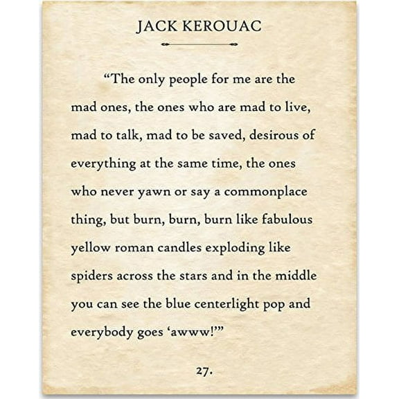 The Only People For Me Are The Mad Ones by Jack Kerouac - 11x14 Unframed Book Page Print - Great Gift for Book Lovers