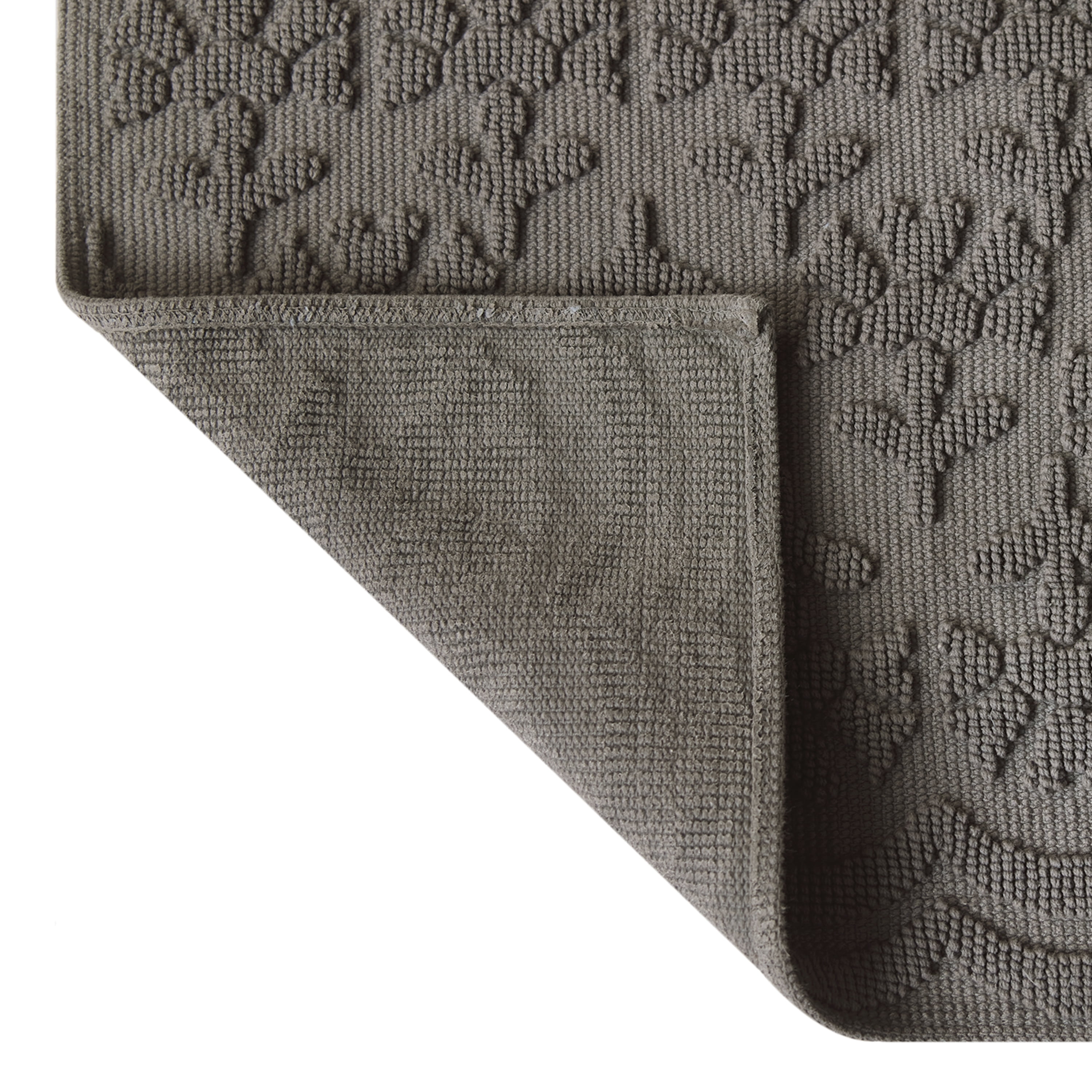 Beautiful Floral Block Scallop 2 Piece Bath Rug Set by Drew Barrymore, Charcoal Grey, 17" x 24" & 20" x 30"