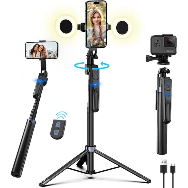 Zarcaco 70" Auto Face Tracking Tripod for iPhone,360 Rotation Travel Selfie Stick Mount,Face Tracking Phone Tripod Holder with Remote and Light,Applied to Tiktok YouTube Vlog Video Recording