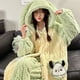 thumbnail image 4 of Pijama de terciopelo con capucha de Coral grueso para mujer, ropa de dormir de felpa, pijamas lindos de dibujos animados, ropa de casa de franela de invierno, traje de Bata verde Cos, 4 of 5