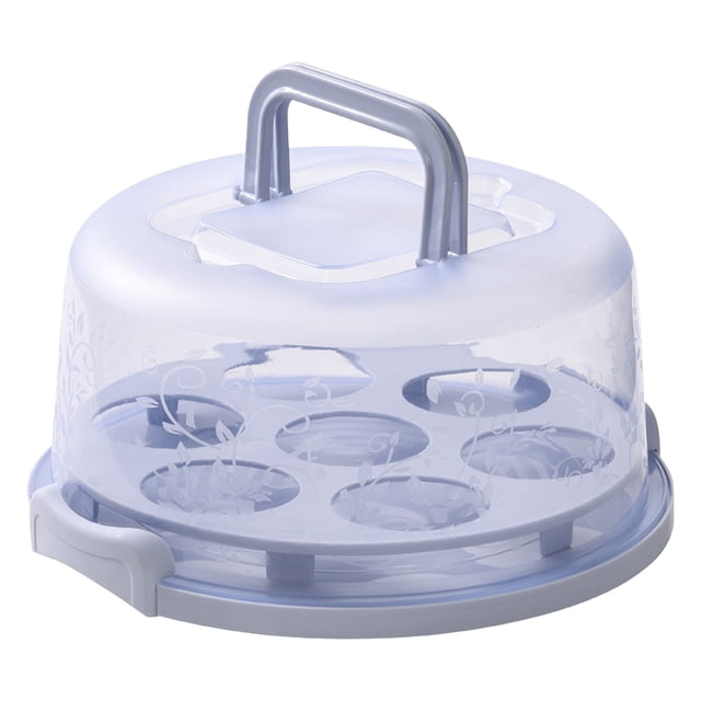 Baking Tool Set Cake Container Plastic Cover Lid Cake Cupcake Holder Portable Round Two Base for Cookies Fruit Etc Pastry Tools,Cake Decorating Tools,Silicone Baking Mat,Rolling Pin,Measuring Cups,Wh