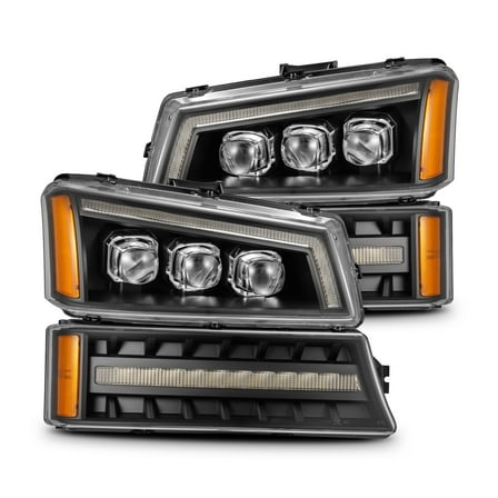 AlphaRex 03-06 Chevrolet Silverado/02-06 Avalanche (without body cladding) NOVA-Series LED Projector Headlights Black