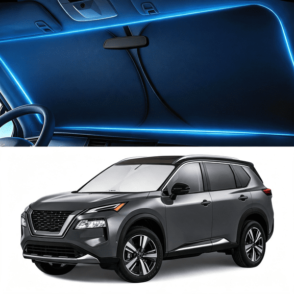 LADYGYM Windshield Sun Shade for Nissan Rogue 2021 2022 2023 2024 2025 2026,Foldable Car Window Sunshade,Heat&Uv Visor Cover,Reflective Front Shades Accessories