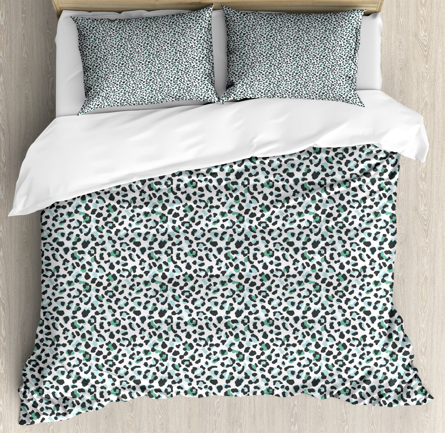 Leopard Duvet Cover Set, Abstract Colored Animal Skin Print Spots