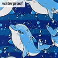thumbnail image 5 of Watercolour Striped Dolphin Shower Curtain Fabric Shower Curtain Set with 12 Hooks Waterproof 72 * 72 Inches for Bathroom Beach Caravan Hotel, 5 of 5