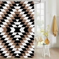 thumbnail image 4 of Fabric Shower Curtain, Boho Moroccan Brown Black and White Striped Geometric Bathroom Curtain with 12 Hooks Waterproof No Bad Odor Machine Washable Bath Curtains for Bathroom, Spa Room, 72"x78", 4 of 6