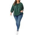 thumbnail image 2 of Agnes Orinda Women's Plus Size Polka Dot 3/4 Sleeve  Blouses Casual Tunic Crew Neck Shirts 1X Dark Green, 2 of 6
