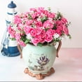 thumbnail image 1 of Wtgtog Flores artificiales de alta gama, 5 tenedores, 15 mini rosas, decoración del hogar, flores de plástico, útiles escolares, ofertas flash, liquidación, ahorro, rosa intenso, 1 of 6